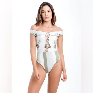 NWT SMERALDA Pals One-Piece Off Shoulder Swimsuit S